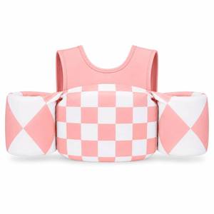 lot 14386 image: KIDSco Swim Vest for Kids 30-50 lbs. A Puddle Jumper Swimming Float Aid with Shoulder Straps and Arm Water Wings for Boys and Girls Aged 2-6 Pink Checkerboard