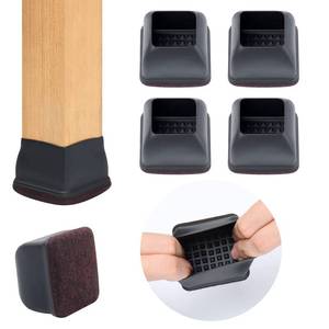 lot 14388 image: Ezprotekt 24 Pcs Square Chair Leg Floor Protectors for Hardwood Floors, Silicone Felt Furniture Pads, Table Chair Leg Cups Covers, Bar Stools Leg Protectors Caps (XL Fit 1.38 - 1.77, Black)
