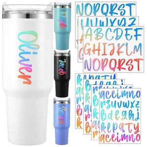 lot 14389 image: Humyoun 6 Sheets UV DTF Cup Wrap Name Stickers for Water Bottles Waterproof Custom Vinyl Decals Personalized Lettering Gift Stickers for 14-40oz Tumbler Cups Mugs DIY Craft (Laser)