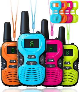 lot 14399 image: Walkie Talkies for Kids Long Range - 4 Pack Kid Walkie Talkies with Replaceable Shell Backlit LCD Flashlight 3 Miles Range - Gifts and Toys for 5-7 Year Old Boys and Girls