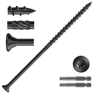 lot 19704 image: SG TZH #14 x 8 Inch Deck Screws (190Pcs) 10lb. Carbon Steel, Black, Flat Head, Rust Resistant epoxy Coated, with T30 Star Bit