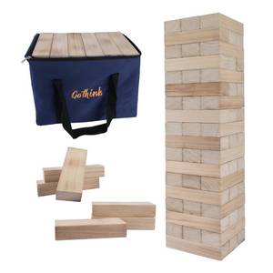 lot 19746 image: GOTHINK Giant Tumble Tower Game, Large Tumbling Tower Stacking to Over 4 FT 54pcs Wooden Jumbo Blocks for Outside Yard Games with Carry Case Timber Stacking Game Night Toy Gift for Kids Adults Family