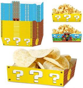 lot 20007 image: Zliisang 24 Pcs Cartoon Game Party Supplies Yellow Paper Food Trays Disposable Serving Tray Nacho Trays Food Boats for Cartoon Birthday Decorations