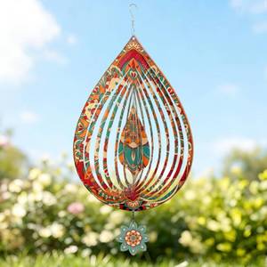 lot 20008 image: ESTART Wind Spinner Mandala Teardrop, 11Inch Laser Cut Stainless Steel Wind Spinners Indoor Outdoor, 3D Multicolor Mandala Wind Spinners for Patio, Garden, Balcony, Yard, Unique Gift for Women, Men