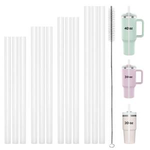 lot 20014 image: Dakoufish Replacement Straws For Stanley Cup 12oz 16oz 20oz 30oz 40oz Tumblers,12 Pcs Mix Size Reusable White Plastic Straws With 1 Cleaning Brush,Dishwasher Safe