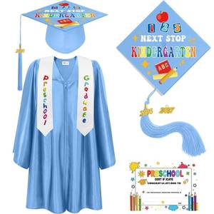 lot 20037 image: Bokon 4 Pcs 2026 Kindergarten Preschool Graduation Cap and Gown with Tassel Graduation Stole and Certificate for Toddler Kids(24,Sky Blue)