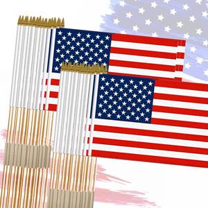 lot 20479 image: 12x18 Inch American Flags on Stick - Patriotic American Flags for Outside, USA Stick Flag Perfect for Independence Day, Memorial Day, World Cup  (12)