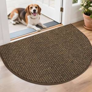 lot 20487 image: BEQHAUSE Dirt Trapper Door Mat 26 x 40 Half Circle Non-Slip Washable Doormats Entrance Rugs Absorbent Welcome Low Profile Floor Mats for Front Back Door and Entryway, Brown