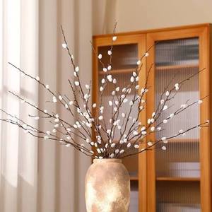 lot 14323 image: XunYee 6 Stems 31.5 Artificial Pussywillow Branches Three Pronged Vases Pussywillows with White Flowers Tall Snow Willow Branches Plant for Vases Decor Wedding(6 Stems)