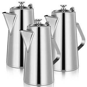 lot 1288 image: Honeydak 3 Pcs Stainless Steel Pitcher with Lid 2 Liter Stainless Steel Kettle Metal Cold Water Pitcher Large Capacity Tea Kettle Jug Beverage Dispenser with Handle for Home Restaurant Office (Sliver)