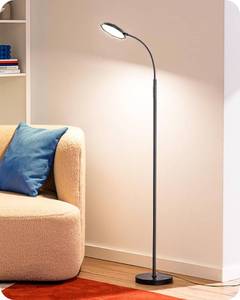 lot 1291 image: EDISHINE LED Floor Lamp, 1300LM Super Bright Reading Floor Lamps for Living Room, Dimmable 4 Color Temperature Standing Lamp, Remote & Touch Control, Adjustable Gooseneck Lamp for Bedroom Office Black