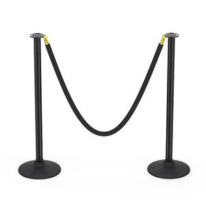 lot 1294 image: BATTIFE Plastic Stanchion Posts with Black Velvet Ropes and Weighted Rubber-Plastic Base, Crowd Control and Queue Management Barrier Poles for Party, Event, Red Carpet (2 Pack)