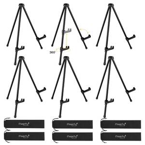lot 1297 image: Magicfly 6 Pack Tabletop Easel, Black Steel Table Top Easels for Display, Adjustable & Portable Tripod Easel with 6 Storage Bags, for Signs, Posters, Holds 5 lbs