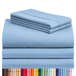 lot 1298 image: LuxClub 5 PC Split King Sheet Set, Breathable Luxury Bed Sheets, Deep Pockets 18 Eco Friendly Wrinkle Free Cooling Sheets Machine Washable Hotel Bedding Silky Soft - Sky Split King