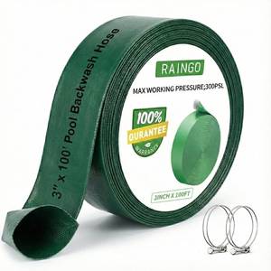 lot 1307 image: USTAR 3 x 100 FT Pool Backwash Hose, Heavy Duty Pool Drain Hose�� Reinforced 3-Layer PVC Lay Flat Discharge Hose with Clamps,High Pressure Burst Proof,Weather & UV Resistant Sump Pump Drain Hose