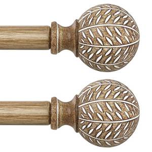 lot 1313 image: QDWIS 2 Pack Wood Curtain Rods for Windows 28 to 48 Inch,1 Diameter Drapery Rods with Imitation Wood Grain Leaf Pattern Finials,Boho Adjustable Heavy Duty Curtain Rods Set,18-60,Weathered Wood