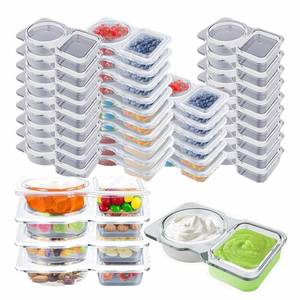 lot 1315 image: Latsiwatfl 40Pcs Reusable Snack Container with Double Compartment - Clear Condiment Container for Snacks - Reusable Snack Packs with Lids - Ideal for On-the-Go Snacking
