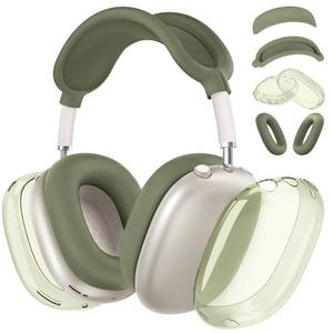 lot 2007 image: Silicone Case Cover for AirPods Max 2,Clear Soft TPU Ear Cups CoverEar Pad Case CoverHeadband Cover for AirPods Max 21 (202620242020),Transparent Accessories for Apple AirPods Max, Military Green
