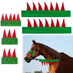 lot 2043 image: Pilleay 5Pcs Christmas Horse Costume Accessories - Christmas Horse Santa Halter Bridle Cover and Xmas Rein Covers with Jingle Bell for Xmas Santa Decorations Holiday Parades Supplies Festive Decor