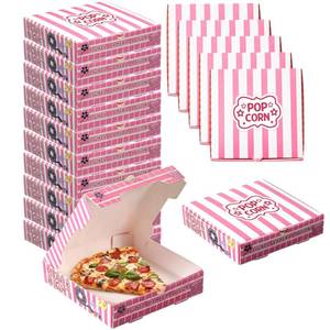 lot 2064 image: Acellegic 50 Pcs Pink Movie Night Party Supplies Popcorn Mini Pizza Boxes Movie Square Cardboard Mini Pizza Boxes for Girls Night Birthday Party or Home Theater, 3.54 x 3.54 x 0.78 Inches