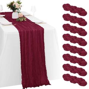 lot 2071 image: 8 Pack Burgundy Cheesecloth Table Runners 20x120 Inch Gauze Table Runner 10FT Easter Cheese Cloth Table Runner Rustic Sheer Runner for Wedding Baby Shower Birthday Party Table Decor