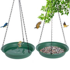 lot 2094 image: VUWEZ Hanging Bird Feeder & BirdBath for Outdoors, Wild Bird Feeders Tray, Hanging Birdbaths Trays for Outside, Cardinal, Blue Jay, Crow, Birdfeeders Outside (8, 1 Pcs with Hole & 1 Pcs No Hole)