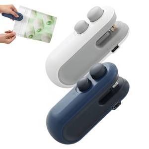 lot 2107 image: Mini Bag Sealer with Cutter and Magnet, Rechargeable Mini Bag Sealer and Cutter, Hand Pressure Sealer Portable Snack Plastic Bag Heat Sealing Machine for Snacks (WhiteBlue)
