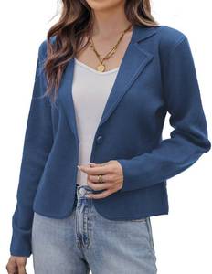 lot 2114 image: GRACE KARIN Womens Casual Work Office Sweater Blazer Long Sleeve Notched Lapel Button Blazer Jacket Suit Blue M