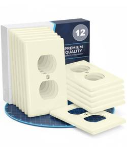lot 2129 image: Bates- Duplex Wall Plate, 12 Pack, Light Almond, Electrical Outlet Cover Plates, Wall Outlet Cover