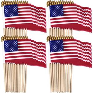lot 2140 image: Tegeme 100 Pcs Small American Flags on Stick 5 x 8 Inch Mini Handheld 4th of July Flags for 250th Anniversary USA Memorial Day 4th of July Labor Day Parades Festival Events Independence Days Supplies