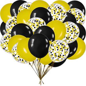 lot 2147 image: BRZIKWT 50Pcs 12inch Yellow and Black Party Balloons with Yellow Black Confetti Balloons for Birthday, Baby Shower,Family Parties,Graduation Engagement Decoration