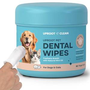 lot 2159 image: Uproot Clean Pet Dental Finger Wipes for Dogs & Cats (50ct.) Easy & Effective Cat and Dog Teeth Cleaning Wipes - Dog Dental Tissues for Plaque, Tartar, & Bad Breath - Safe, Rinse-Free, Disposable