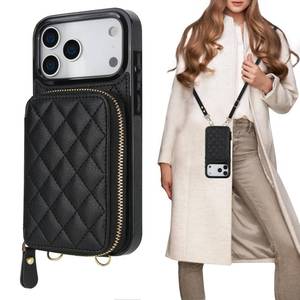 lot 2163 image: Bocasal Crossbody Wallet Case for iPhone 17 Pro Max, RFID Blocking PU Leather Zipper Handbag Purse Flip Cover, Kickstand Folio Case with Card Slots Holder Wrist Strap Lanyard 5G 6.9 Inch (Black)