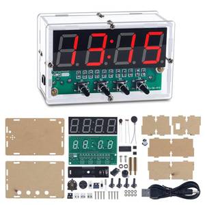lot 2468 image: MiOYOOW DIY Electronic Clock Soldering Kit, Rechargeable 4-Digit Digital Alarm Clock with Light Sensor, SMD SMT Soldering Practice Kit, STEM Electronics Project for School Learning and Daily Use