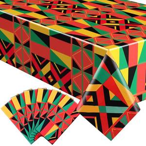 lot 2469 image: Frienda 6 Pcs Juneteenth Tablecloths 108 x 54 Inch African American Plastic Table Cloth Rectangular Kente Table Cover for Kitchen Dining Decor 1865 Freedom Day Holiday Party Supplies
