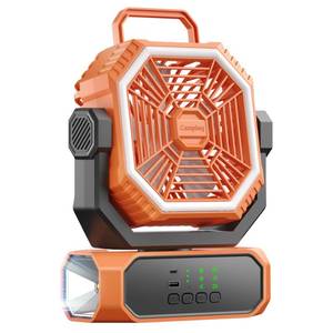lot 3745 image: Aerofrog Camping Fan Rechargeable For Tents, Battery Powered,Portable USB Tent Fan,With LED light,Outdoor fan,Side-to-side Oscillation Feature,3 Levels Speed Settings,With Hook.