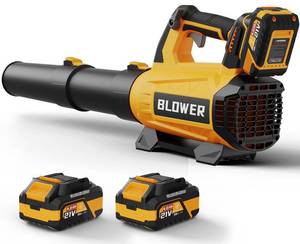 lot 3746 image: Leaf Blower Cordless - 630CFM160MPH, 21V Powerful Electric Cordless Leaf Blower with 2 x 4.0Ah Batteries and Charger, Battery Powered Leaf Blowers for Lawn Care, Patio, Yard, Dust, Snow