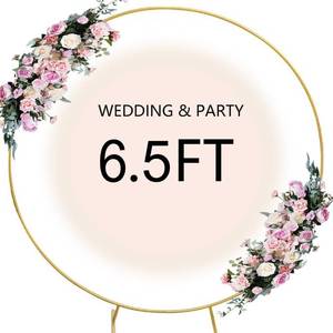 lot 3774 image: 6.5FT Round Backdrop Stand Arch Balloon Golden Metal Circle Garland Frame Wedding Arch Frame Backdrop for Parties, Baby Shower, Ceremony and Graduation Decorations