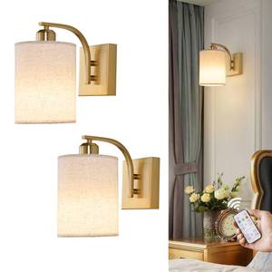 lot 3775 image: Powfloven Gold Rechargeable Wall Sconces Set of 2 with Remote, Wireless Battery Operated Dimmable LED Wall Lights, Cordless Wall Lighting Lamp Fixture for Bedroom Living Room