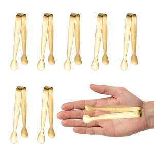 lot 4054 image: 8PCS Gold Mini Metal Tongs, 4.311cm,Stainless Steel,for Ice Cube, Sugar