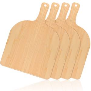 lot 4063 image: Nuogo 4 Pcs Wood Pizza Peel 12 Inch Wood Pizza Spatula Paddle Natural Cutting Board with Handle for Restaurant Baking Homemade Bread Cutting Fruit Vegetables Cheese
