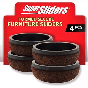 lot 4100 image: Super Sliders Secure Grip Formed Felt Movers for Furniture to Protect Hard Surfaces, 1.5, Walnut Brown (4 Pack)