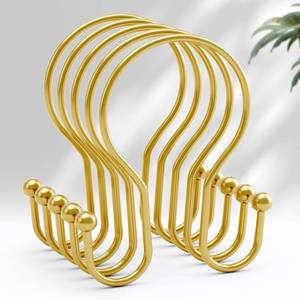 lot 4123 image: AmazerBath Shower Curtain Hooks, Dark Gold Shower Curtain Rings, Simple Double Hook Shower Curtain Hooks Rust Proof, Metal Smooth Shower Hooks for Shower Curtain Rod, 12 Pcs Shower Rod Hook