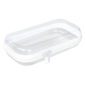 lot 4140 image: Rdttlv Thickened Clear Hard Shell Zipper Case, 7.84 inch Professional-Grade Plastic Clear Zipper Pencil Case, Toiletry Pouch, Travel Organizer, Cosmetic Bag, Toy Storage Bins (1PCS-S)