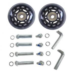 lot 4143 image: LOTOWELZON 2pcs Luggage Suitcase Replacement Wheels, 70mm Rubber Inline Roller Skate Wheels with 8mm(0.31) ABEC-7 608ZZ Bearings Repair Kits (Black&Clear, OD70xW24mm2.75x0.94)