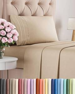 lot 5808 image: Twin Size 3 Piece Sheet Set - Comfy Breathable & Cooling Sheets - Hotel Luxury Bed Sheets for Women & Men - Deep Pockets, Easy-Fit, Extra Soft and Wrinkle Free Sheets - Cream Oeko-Tex Bed Sheet Set