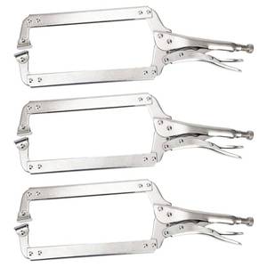 lot 5813 image: Hiceeden 3 Pcs 18 Inch Deep C Clamp with Swivel Pads, Heavy Duty Welding Clamps Welding Pliers, Adjustable Locking Pliers for Woodworking, Electrician Maintenance, Welding