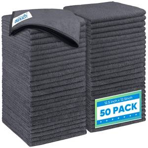 lot 5814 image: HOMEXCEL Grey Microfiber Cleaning Cloth 50 Pack, 12.5 x 12.5 inch Microfiber Towels for Cars, Ultra Absorbent Car Washing Cloth, Lint Free Streak Free Cleaning Rags for Car, Kitchen, and Window