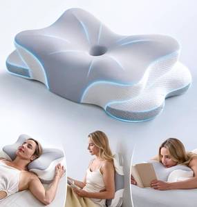 lot 5816 image: Ultra Pain Relief Cervical Neck Pillow for Sleeping, 5X Support Ergonomic Contour Pillow for Deep Sleep, Cooling Memory Foam Pillows for Adults, Orthopedic Bed Pillow for Side Back, Stomach Sleepers