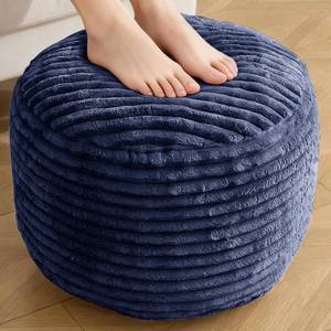 lot 5825 image: INSPIRE CRAFTER Round Ottoman,Corduroy Pouf Ottoman Foot Rest,Navy,20x15 in